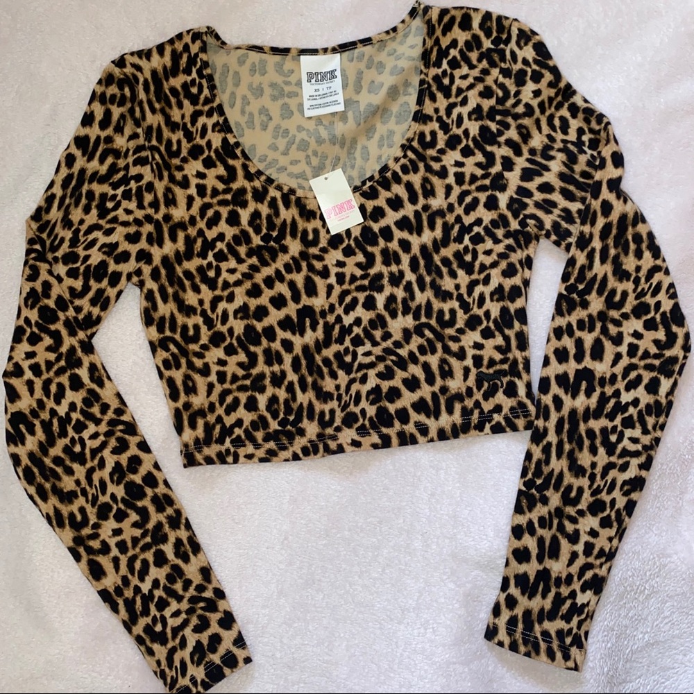 NWT Victoria’s Secret PINK leopard print crop top